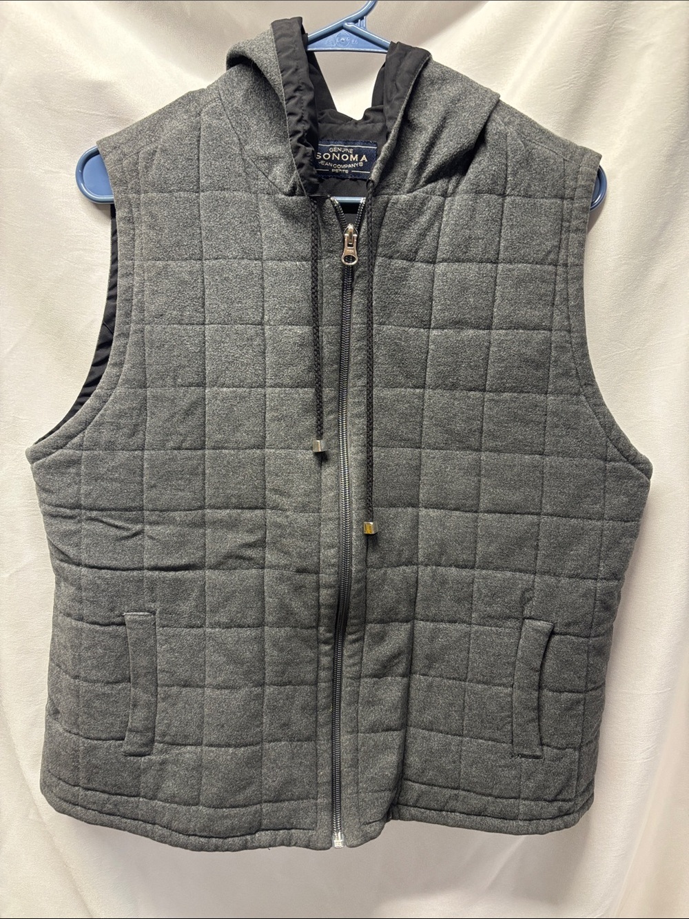Sonoma Womens Quilted Hooded Vest - Gray